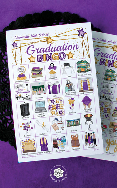Graduation Bingo - Purple and Gold - Greengate Images