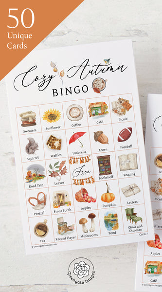 Cozy Autumn Bingo Cards - Greengate Images
