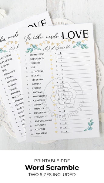 Love Word Scramble - Greengate Images