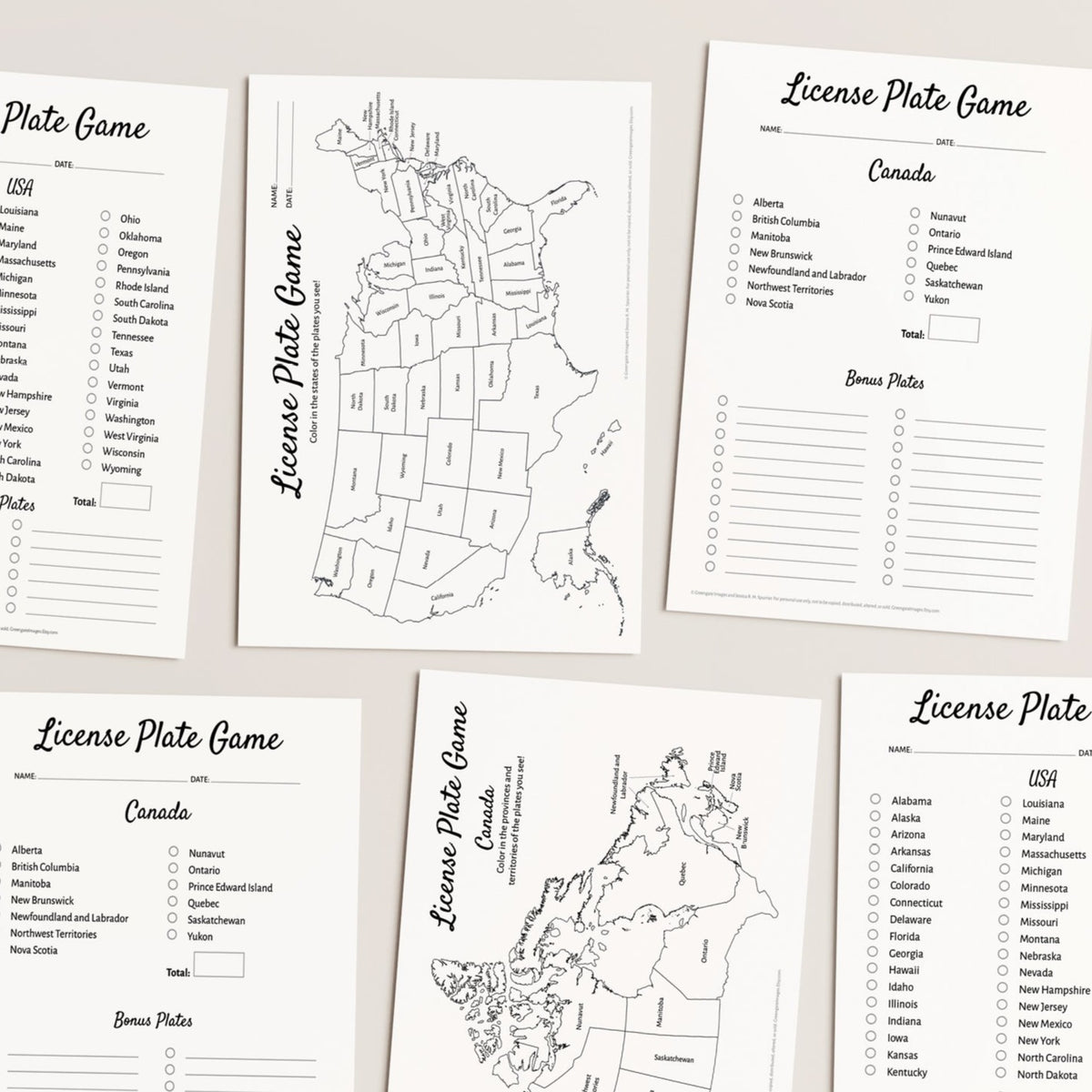 License Plate Game US & Canada Greengate Images