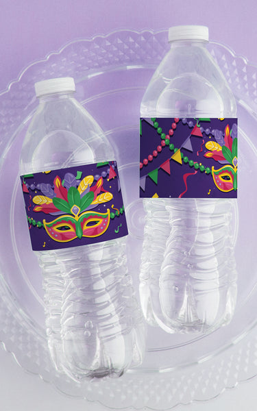 Mardi Gras Water Bottle Label - Greengate Images