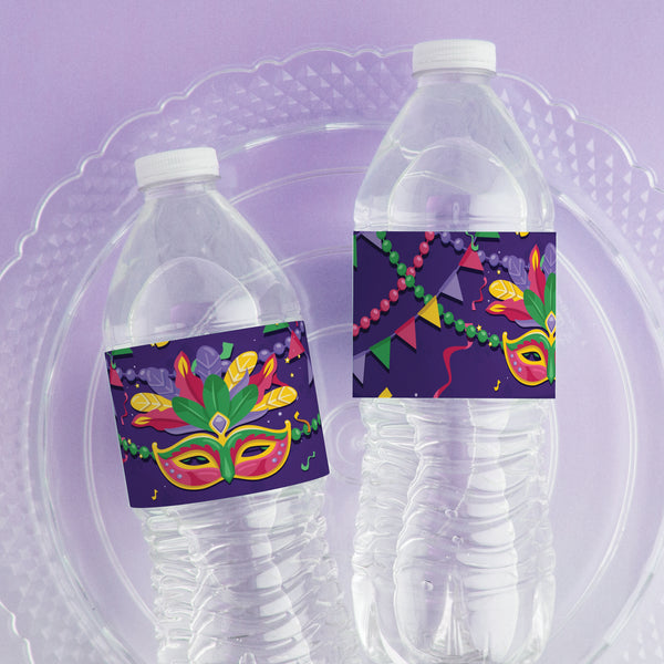 Mardi Gras Water Bottle Label - Greengate Images