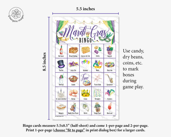 Mardi Gras Bingo - Color - Greengate Images