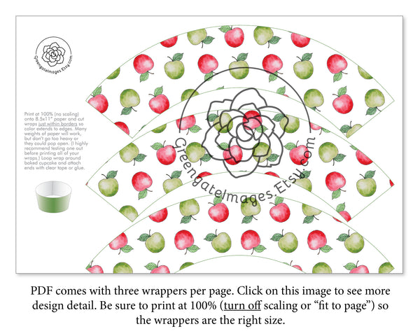 Apple Cupcake Wrapper - Red/Green Mix - Greengate Images