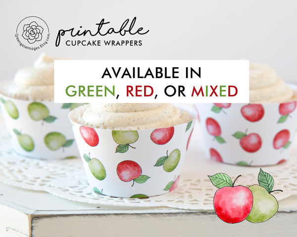 Apple Cupcake Wrapper - Red/Green Mix