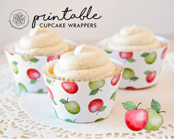 Apple Cupcake Wrapper - Red/Green Mix - Greengate Images