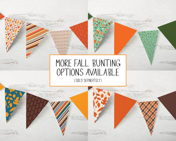 Fall Bunting - Orange, Brown Leaves and Plaid - Greengate Images