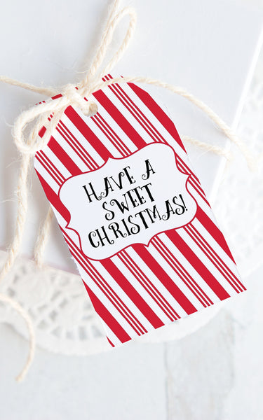 Candy Cane Striped Gift Tags - Red - Greengate Images
