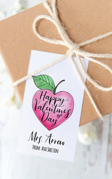 Teacher Valentine's Gift Tags - Heart-Shaped Apple - Greengate Images