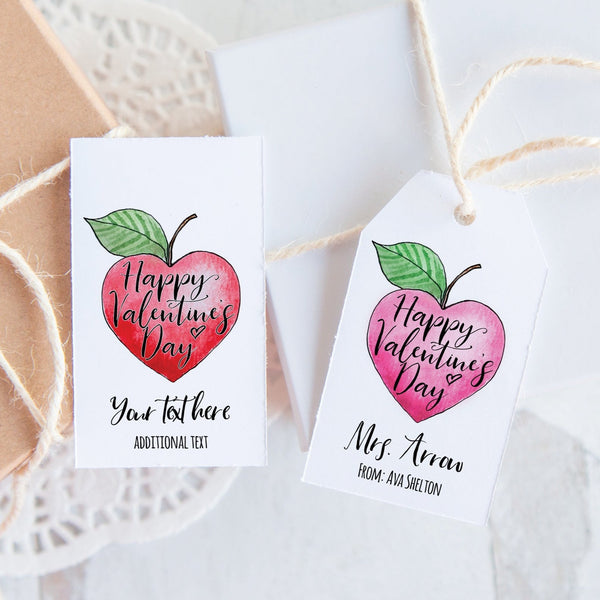 Teacher Valentine's Gift Tags - Heart-Shaped Apple - Greengate Images