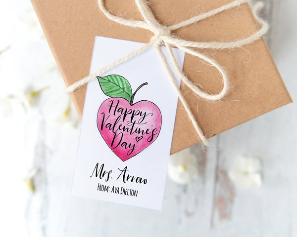 Teacher Valentine's Gift Tags - Heart-Shaped Apple - Greengate Images