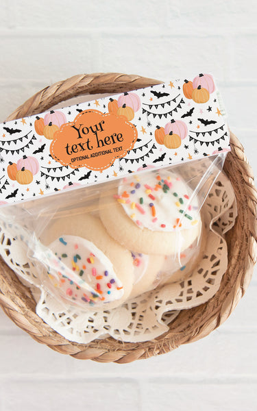Peach/Pink Pumpkins Halloween Bag Toppers - Greengate Images