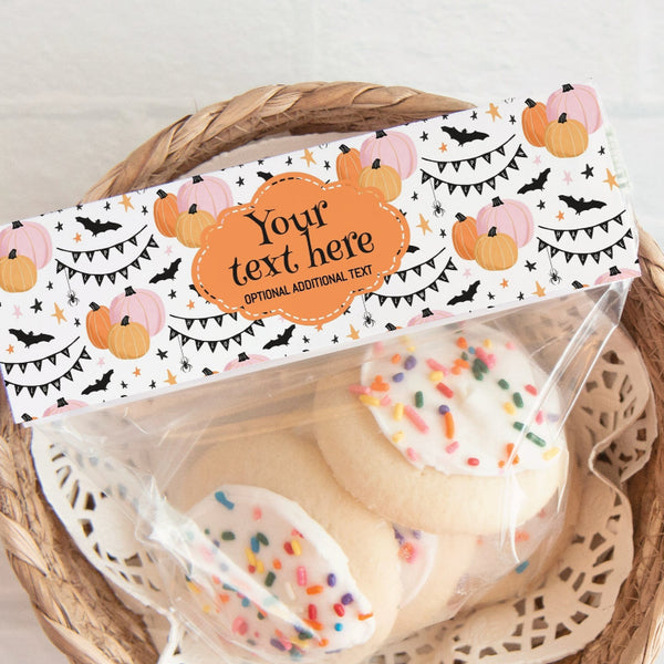 Peach/Pink Pumpkins Halloween Bag Toppers - Greengate Images