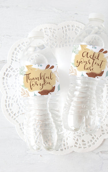 Fall/Thanksgiving Leaves Water Bottle Label - Greengate Images