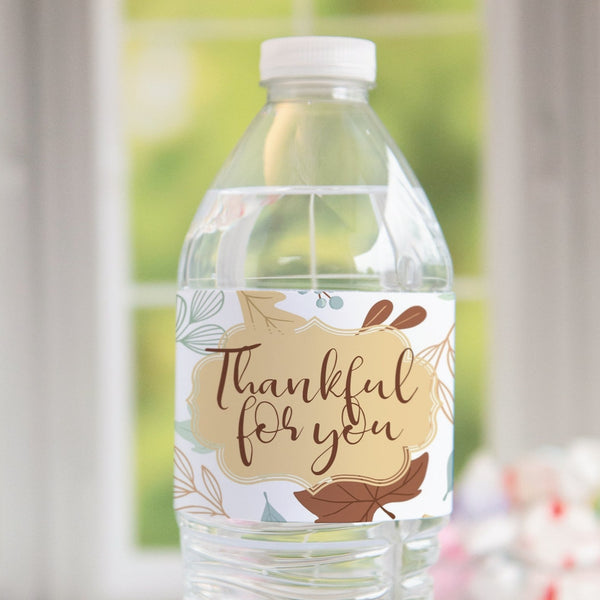 Fall/Thanksgiving Leaves Water Bottle Label - Greengate Images