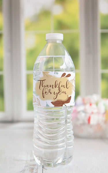 Fall/Thanksgiving Leaves Water Bottle Label - Greengate Images