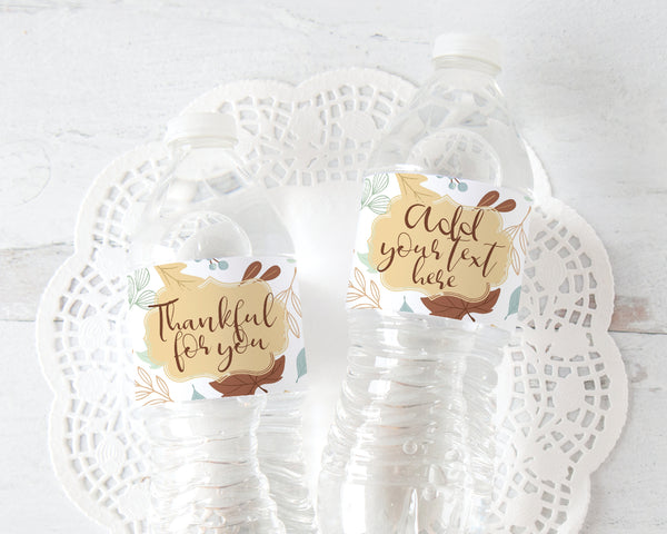 Fall/Thanksgiving Leaves Water Bottle Label - Greengate Images