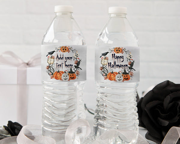 Crow and Jack-o-Lantern Water Bottle Labels - Greengate Images