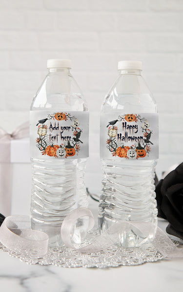 Crow and Jack-o-Lantern Water Bottle Labels - Greengate Images