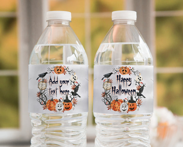 Crow and Jack-o-Lantern Water Bottle Labels - Greengate Images