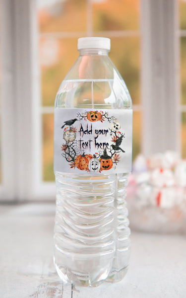 Crow and Jack-o-Lantern Water Bottle Labels - Greengate Images