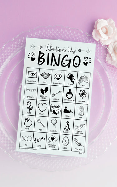 Valentine's Day Bingo - Black and White - Greengate Images