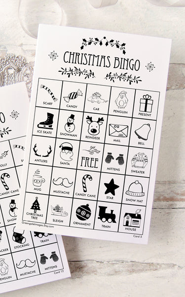 Christmas Bingo - Black and White - Greengate Images