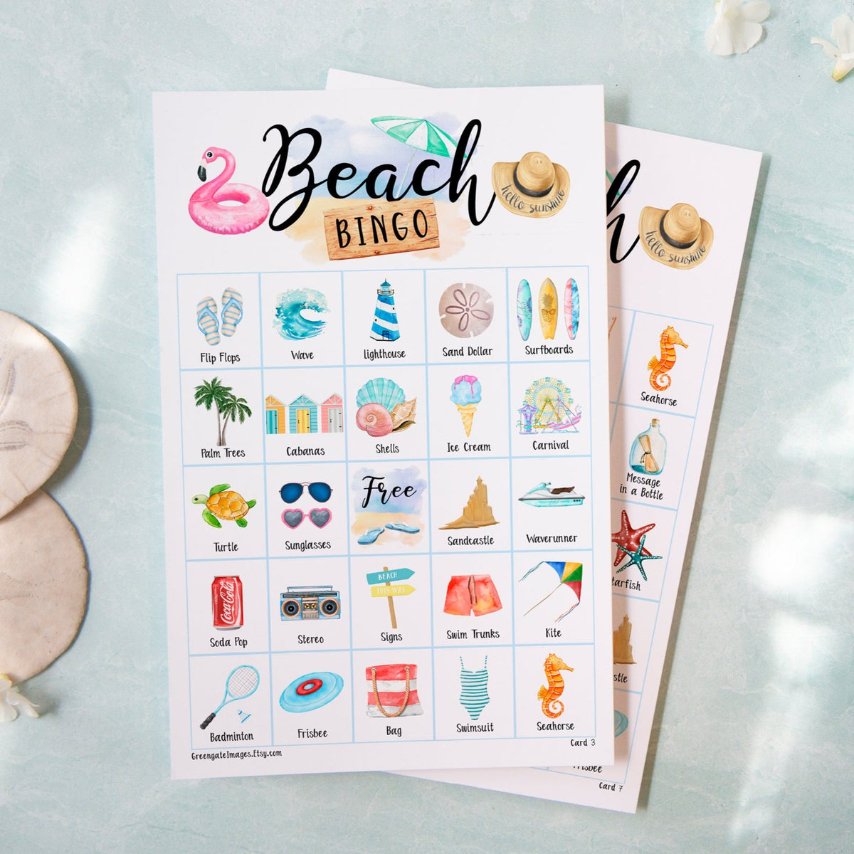 EASY PRINT Beach Bingo Cards digital File 40 Cards