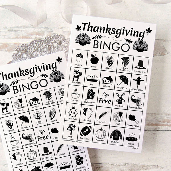Thanksgiving Bingo - Black and White - Greengate Images