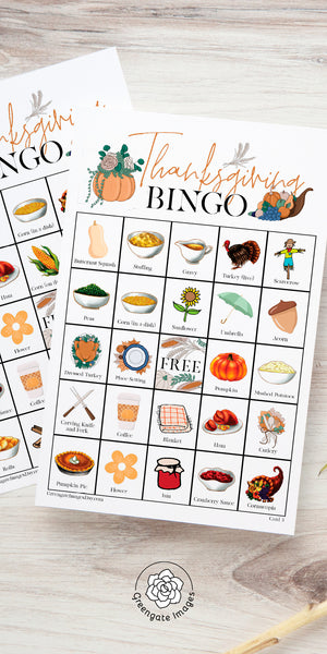 Thanksgiving Bingo - Color Illustrations - Greengate Images