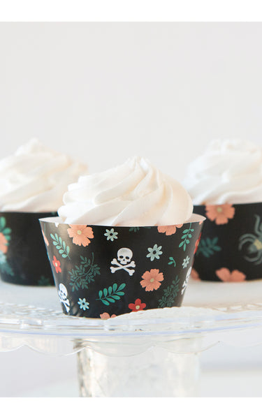 Floral Skull Halloween Cupcake Wrappers - Greengate Images