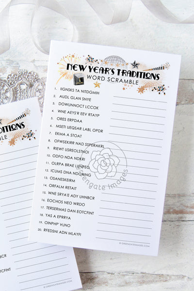 New Year's Traditions Word Scramble - Greengate Images
