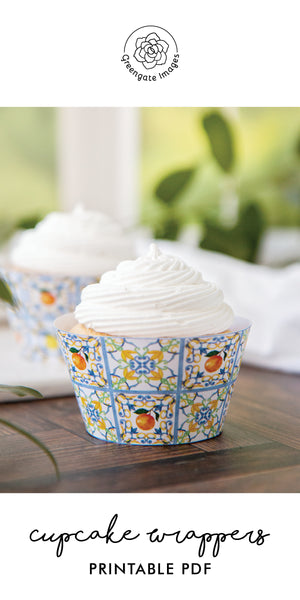 Citrus Fruit Tile Cupcake Wrapper Duo - Greengate Images