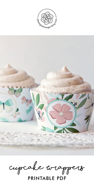 Spring Cupcake Wrappers - Pastel Floral + Butterfly - Greengate Images
