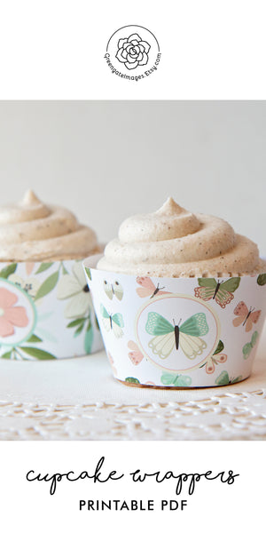 Spring Cupcake Wrappers - Pastel Floral + Butterfly - Greengate Images