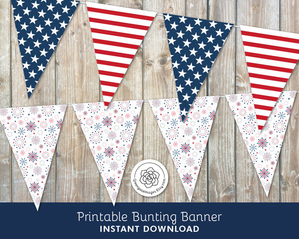 4th of July Banner - Stars, Stripes, and Fireworks - Greengate Images
