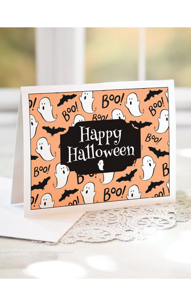 Peach Ghost Halloween A2 Card - Greengate Images