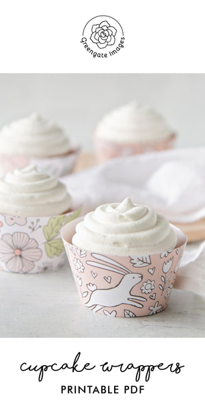 Peach Bunny/Floral Cupcake Wrapper Duo - Greengate Images