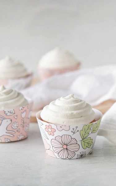 Peach Bunny/Floral Cupcake Wrapper Duo - Greengate Images