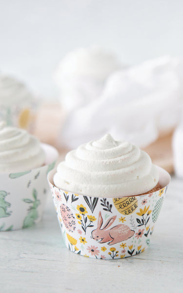 Teal & Pink Bunny/Floral Cupcake Wrapper Duo - Greengate Images