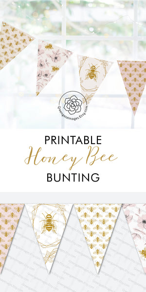Blush/Gold Honey Bee Bunting Set - Greengate Images