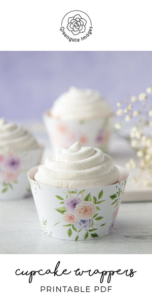 Peach/Lavender Roses Cupcake Wrappers - Greengate Images