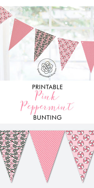 Pink Peppermint Christmas Bunting - Greengate Images