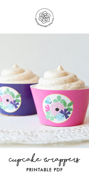 Floral Cupcake Wrappers - Pink and Purple - Greengate Images