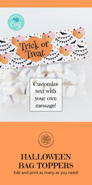 Peach/Pink Pumpkins Halloween Bag Toppers - Greengate Images