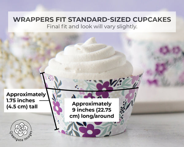 Purple/Mint Floral Cupcake Wrapper - Greengate Images