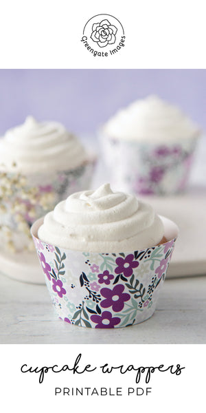 Purple/Mint Floral Cupcake Wrapper - Greengate Images