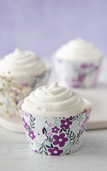 Purple/Mint Floral Cupcake Wrapper - Greengate Images