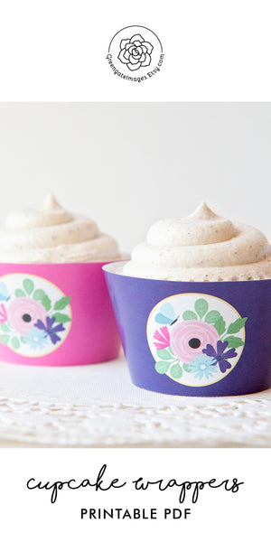 Floral Cupcake Wrappers - Pink and Purple - Greengate Images