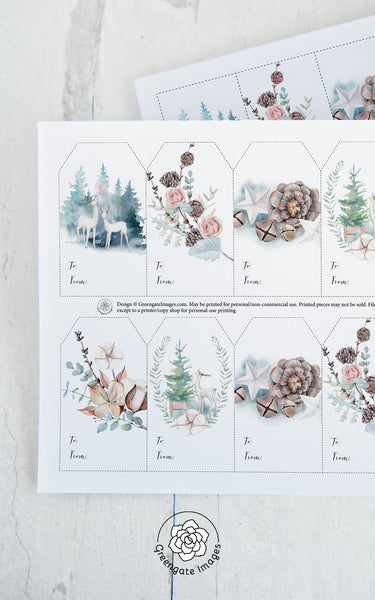 Christmas Gift Tag Set - Pastel Winter (5 styles)